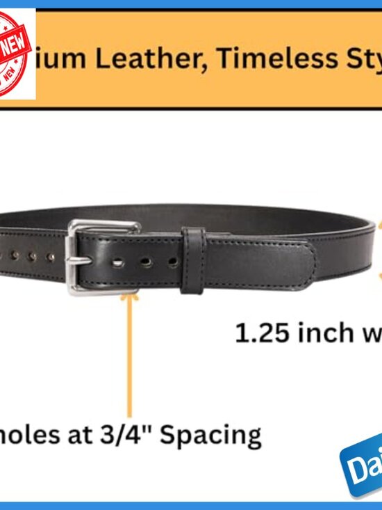 Slim Leather Holster Belt Heavy Duty Stitching CCW Concealed Carry 1.25\